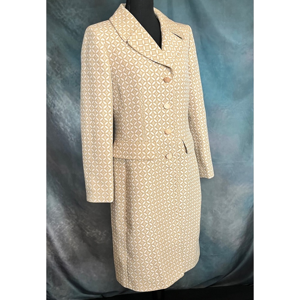 Le Suit Women's Beige Geometric Patterned Dress Coat Size 8 Career‎ - Picture 4 of 8